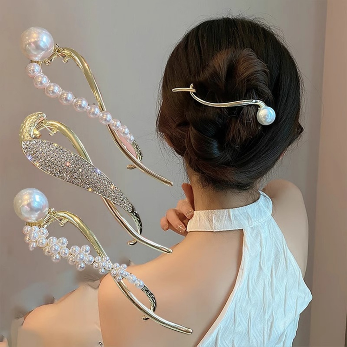 Elegant Glitter Pearl Hair Cli - Korean Girls Lifestyle ulasan dan harga